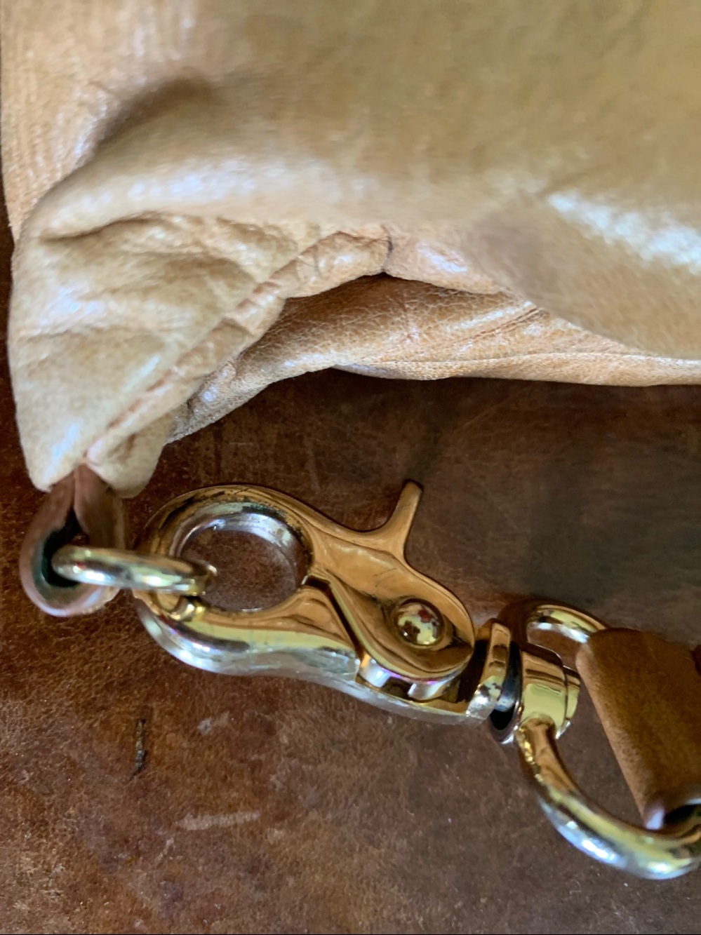 Tory Burch Dena Tan Leather Foldover Bag - Picture 3 of 7